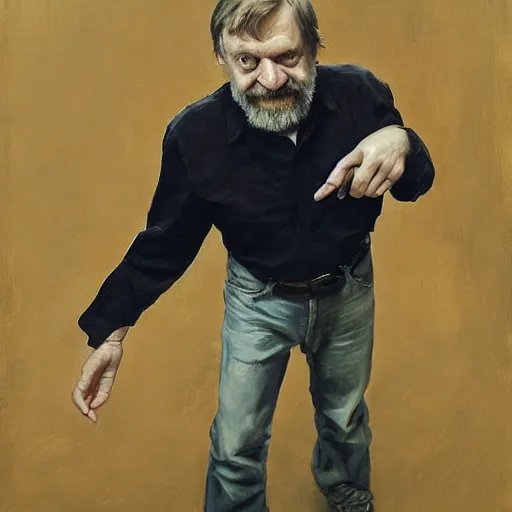 Image similar to slavoj zizek in jojo pose, by ruan jia