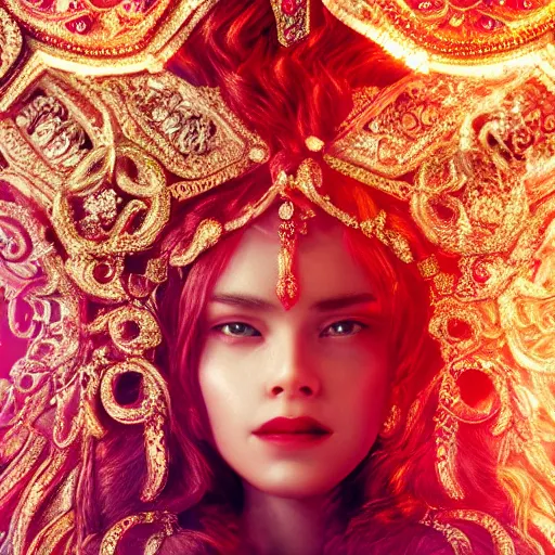 Image similar to portrait of wonderful princess of ruby with fair skin, ornate 8 k gorgeous intricate detailed, accent lighting, dramatic cinematic lighting, octane render