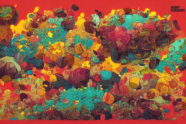 Prompt: highly detailed vibrant delirium fruit explosion by petros afshar, tom whalen, laurie greasley, war face by greg rutkowski