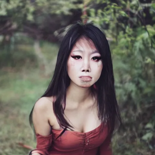 Image similar to asian girl turning into werewolf