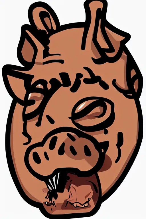 Image similar to A portrait of a pig as an evil warlord general, sticker, Anthropomorphized, portrait, highly detailed, colorful, illustration, smooth and clean vector curves, no jagged lines, vector art, smooth