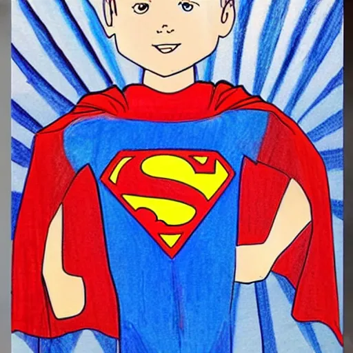 Prompt: Child's drawing of Superman