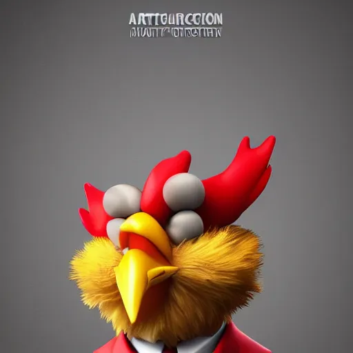 Image similar to a high quality photo of a chicken wearing a suit, 8k, artstation