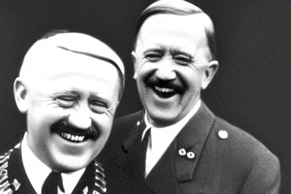 Image similar to “ very very intricate photorealistic photo of hitler and joe biden laughing together, detailed natural lighting, award - winning crisp details ”