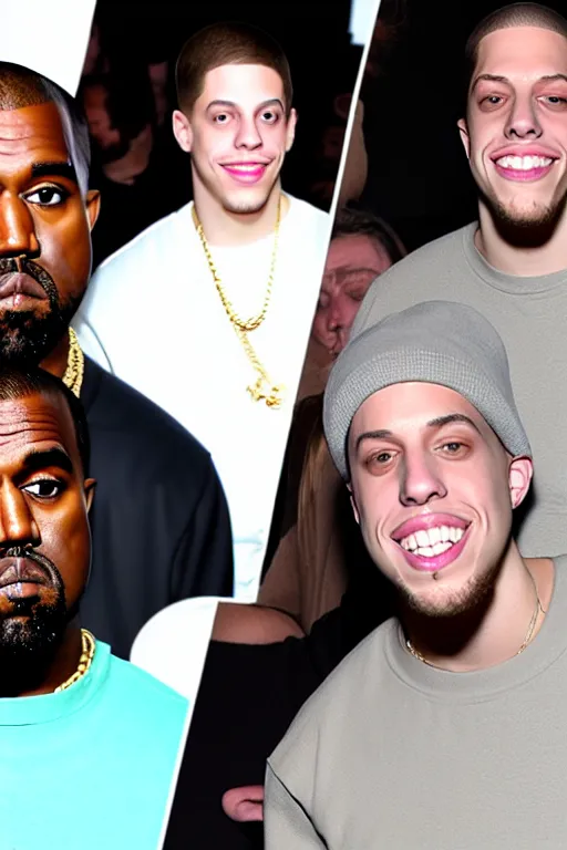 Image similar to kanye west and pete davidson celebrity death match
