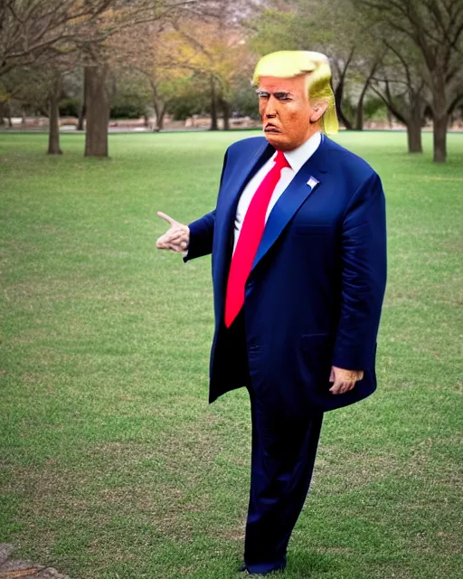 Prompt: award winning 5 5 mm portrait photo of trump as songoku, in a park. rule of thirds.