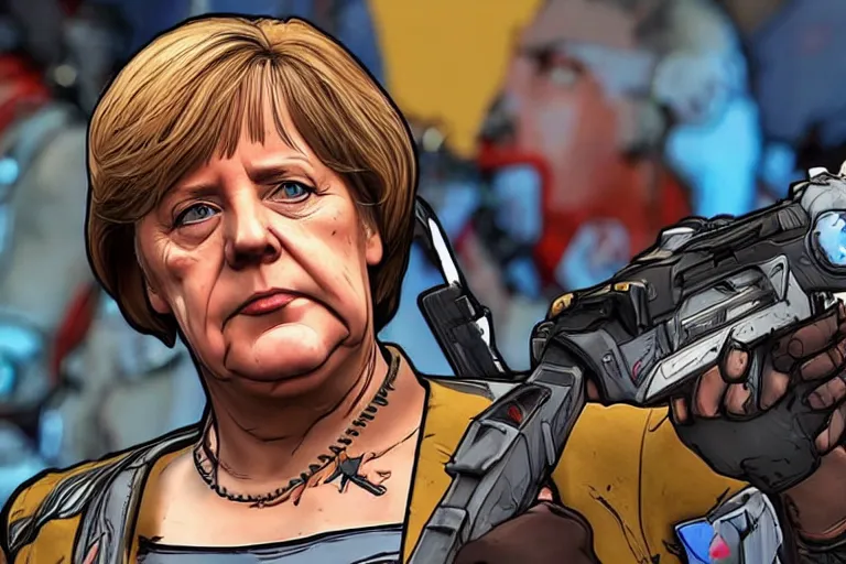 Prompt: angela merkel as character in Borderlands 3