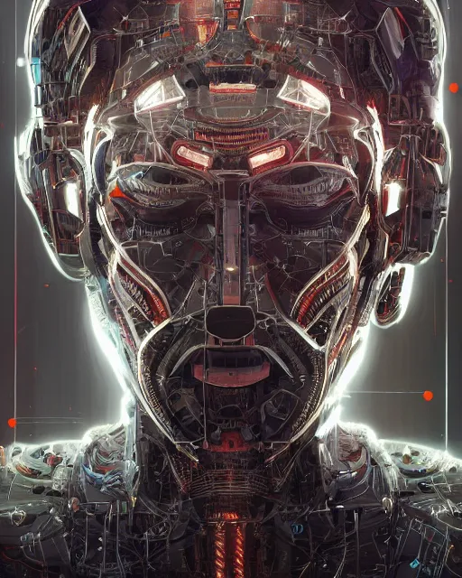 Image similar to cyborg man in suit. intricate abstract. intricate artwork. by tooth wu, wlop, beeple, dan mumford. trending on artstation, greg rutkowski very coherent symmetrical artwork. cinematic, hyper realism, high detail, octane render, 8 k, iridescent accents