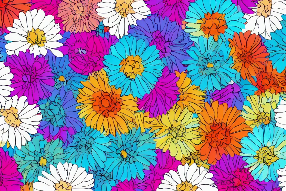 Prompt: a bouquet of colorful alien flowers from another planet on a white background