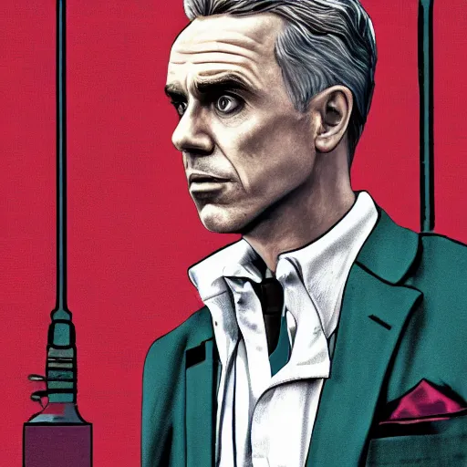 Prompt: jordan B peterson GTA cover art, highly detailed