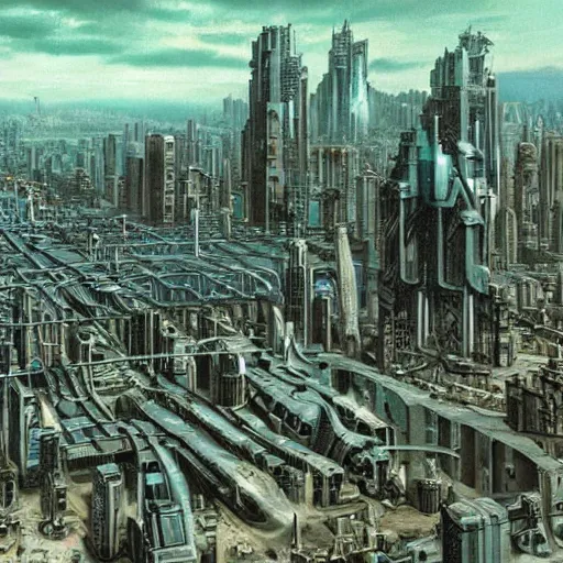 Image similar to terminus city, foundation, asimov, science fiction, cinematic matte painting