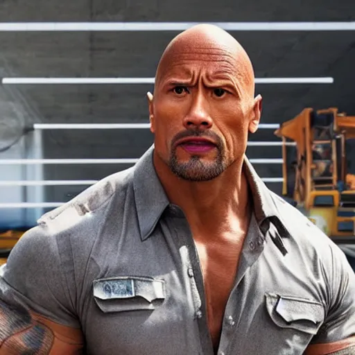 Image similar to Dwayne Johnson As a construction worker 4K detailed super realistic