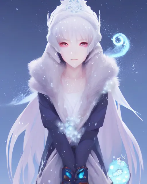 Prompt: character concept art of an anime snow mountain goddess | | cute - fine - face, pretty face, realistic shaded perfect face, fine details by stanley artgerm lau, wlop, rossdraws, james jean, andrei riabovitchev, marc simonetti, and sakimichan, tranding on artstation