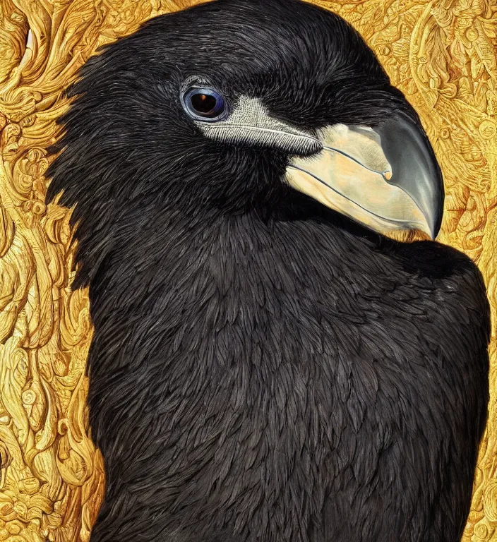 Prompt: a breathtakingly stunningly beautifully highly detailed animal portrait of a majestic raven, by rosetti and devinci and michael cheval and sidney cooper and turner, 4 k