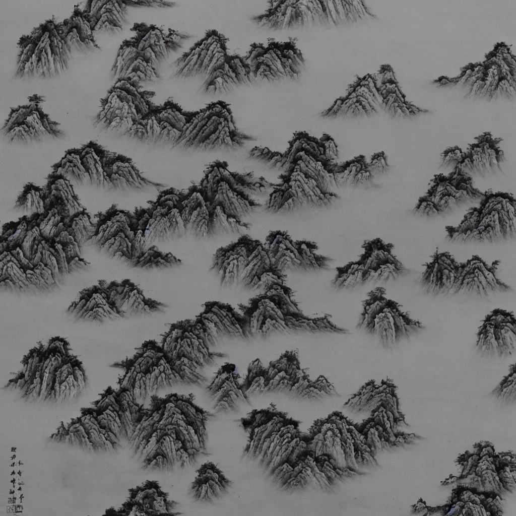 Prompt: chinese ink painting of pure chaos