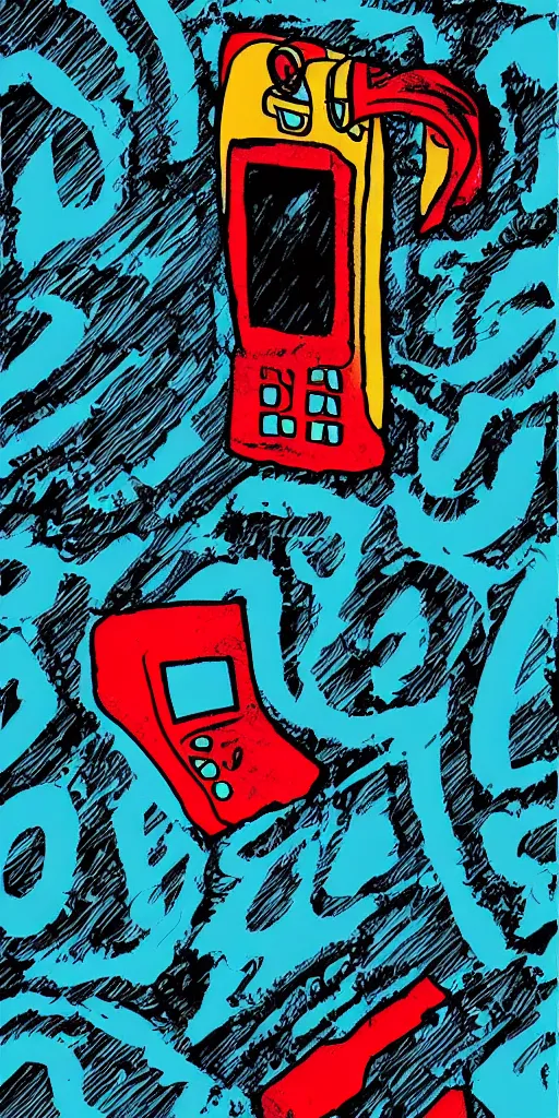 Prompt: 9 0 s mobile phone artistic, illustrator, digital art