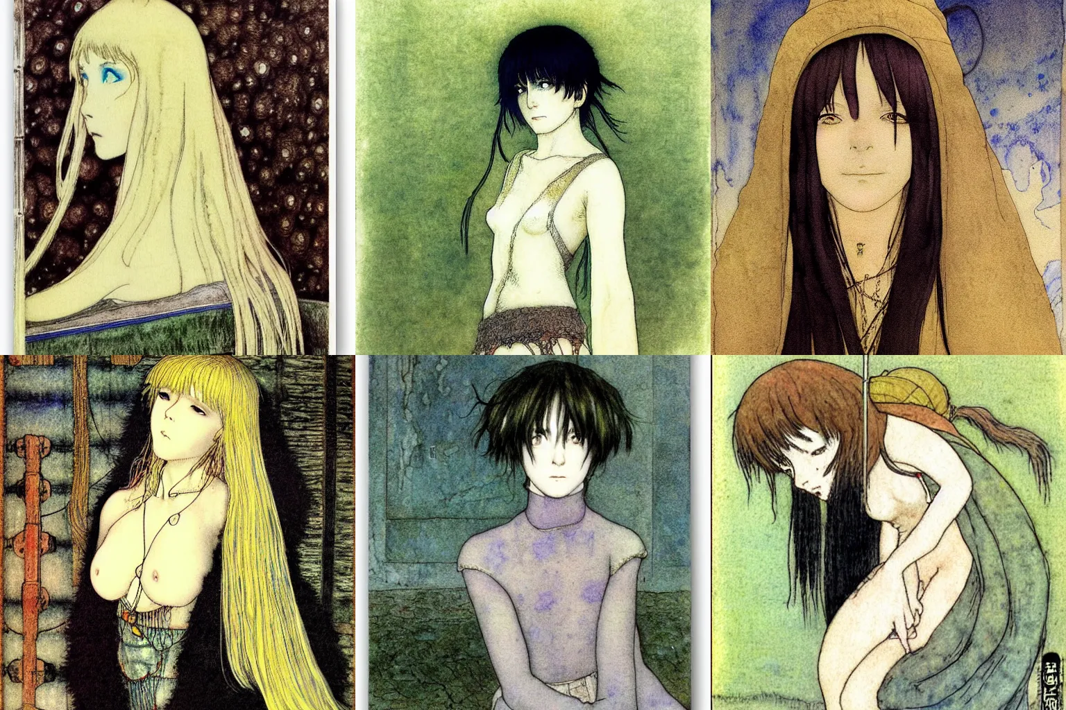 Prompt: serial experiments LAIN by John Bauer, CRT screen, water color