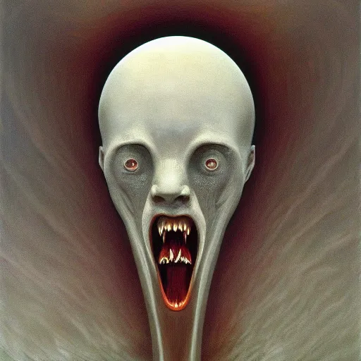 Image similar to scream by zdzisław beksiński, jeffrey smith and h.r. giger, oil on canvas, XF IQ4, f/1.4, ISO 200, 1/160s, 8K, RAW, unedited, symmetrical balance, in-frame