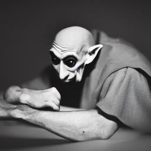 Image similar to portrait of nosferatu playing, 5 0 mm lens, realistic photography