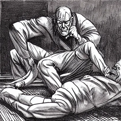 Prompt: Powerful demon leaves body of old man, high detailed, non realistic