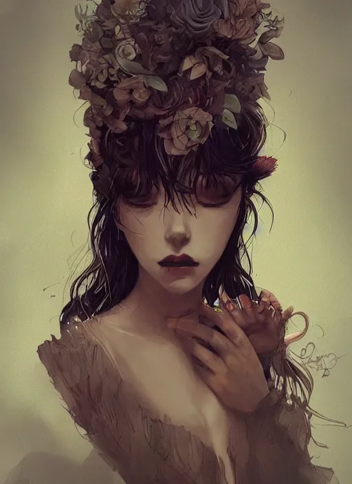 Image similar to a beautiful, unique, strange, mysterious woman, blinking. [[[[[[closing]]]]]]] and opening her eyes, amazing, stunning artwork, featured on artstation, cgosciety, behance