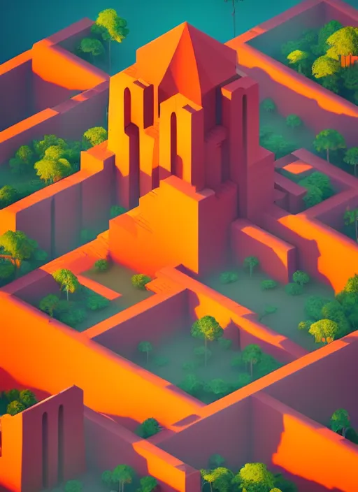 Prompt: a low poly isometric render of india in the style of monument valley, intricate, elegant, smooth shading, soft lighting, illustration, simple, solid shapes, by magali villeneuve, jeremy lipkin and michael garmash, rob rey and kentaro miura style, octane render