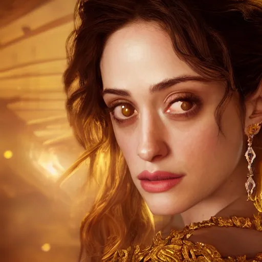 Prompt: portrait of wonderful princess of amethyst emmy rossum with fair skin, ornate 8 k gorgeous intricate detailed, accent lighting, dramatic light, octane render