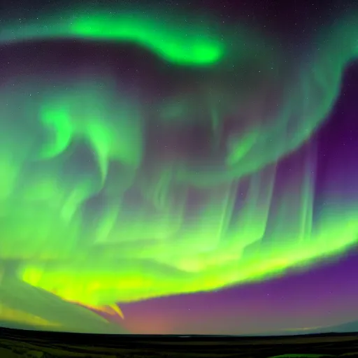 Image similar to comet with a long tail in a night sky aurora borealis 4k award winning photo