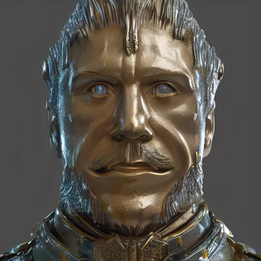 Prompt: portrait of castle gold statue reflect chrome, 8 k uhd, unreal engine, octane render in the artstyle of finnian macmanus, john park and greg rutkowski