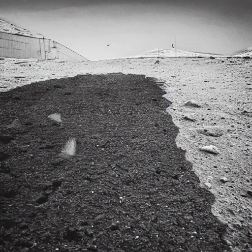 Image similar to moonwalker photo, lunar soil, city street on the moon, a detailed image of a future norilsk base, moon landscape, streetphoto