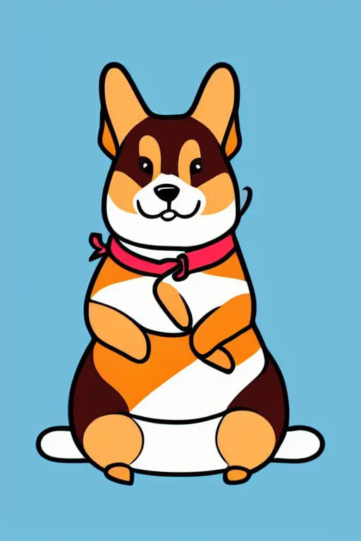 Image similar to Portrait of a corgi as a sumo wrestler, sticker, colorful, illustration, highly detailed, simple, smooth and clean vector curves, no jagged lines, vector art, smooth