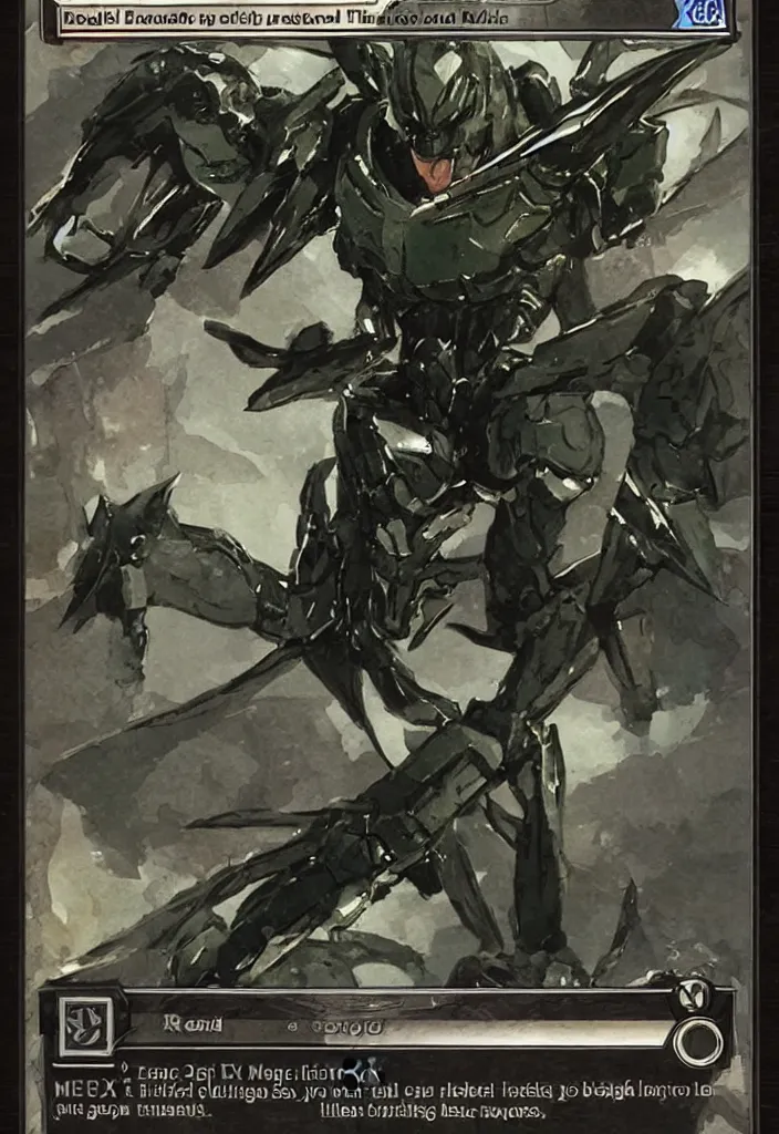 Image similar to Metal Gear Rex as a Magic the Gathering Trading Card.