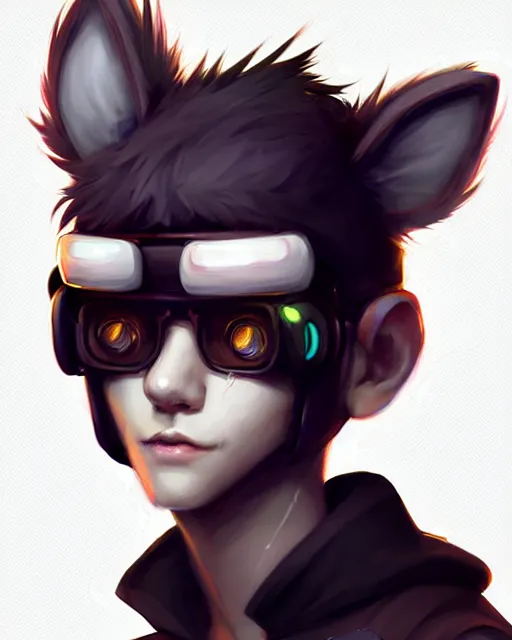 Prompt: character concept art of a cute young male anthropomorphic cyberpunk furry | | cute - fine - face, pretty face, key visual, realistic shaded perfect face, fine details by stanley artgerm lau, wlop, rossdraws, james jean, andrei riabovitchev, marc simonetti, and sakimichan, trending on artstation