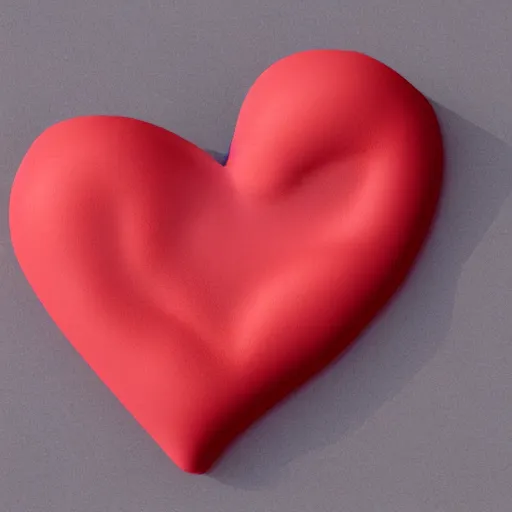 Image similar to 3d render of a badly formed red putty heart shape in the middle of a gray sheet of paper