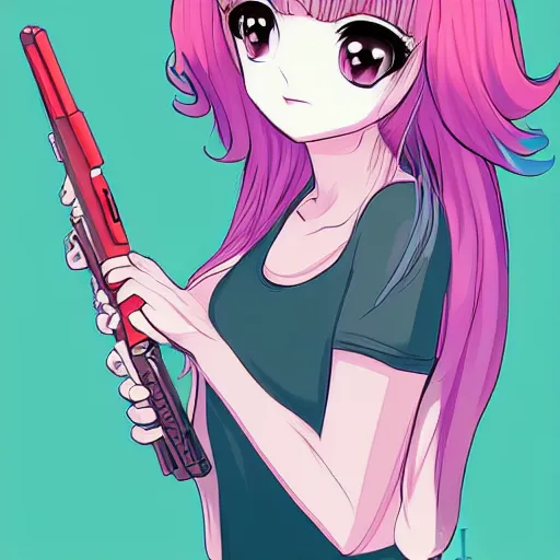 Image similar to portrait of a cute beautiful girl holding a balisong, anime digital art,