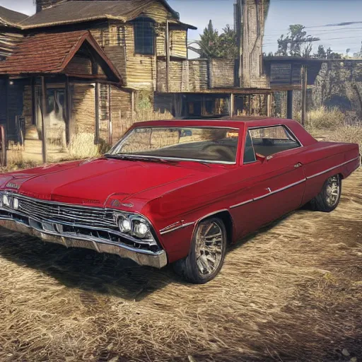 Image similar to 4 door 1 9 6 7 chevrolet impala in red dead redemption 2