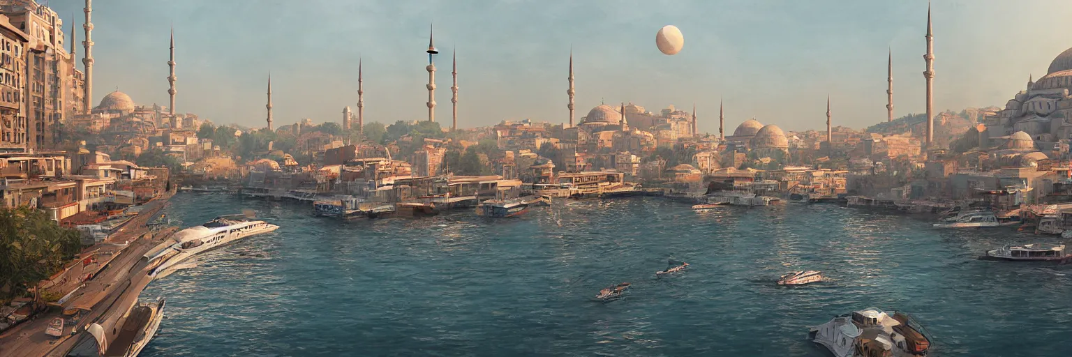 Image similar to a cinematic scene from istanbul bridge, concept art by nick ford and sylvain sarrailh,