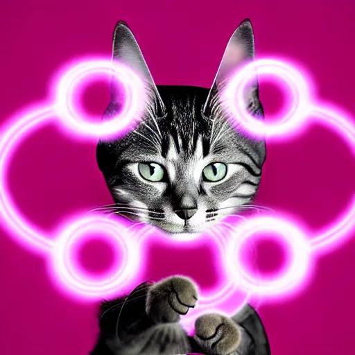Image similar to digital card art of anime (cat) Joe Biden with cat ears surrounded by magic circles. Pink hue. Highly detailed. Beautiful