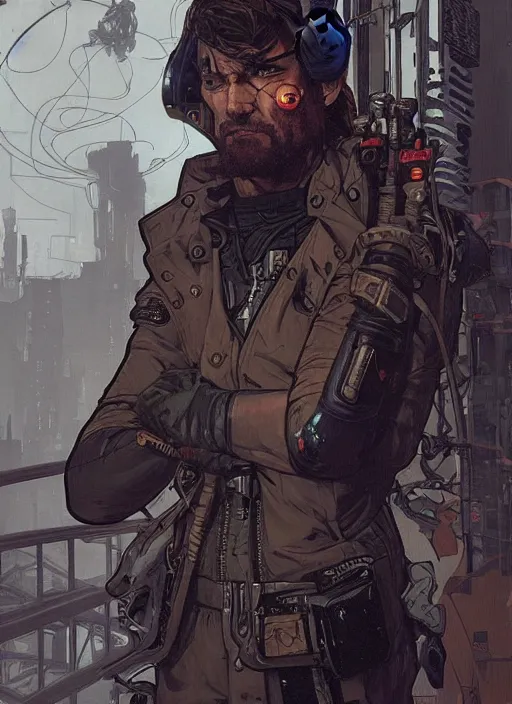 Image similar to cyberpunk climber. portrait by ashley wood and alphonse mucha and laurie greasley and josan gonzalez and james gurney. splinter cell, apex legends, rb 6 s, hl 2, d & d, cyberpunk 2 0 7 7. realistic face. character clothing. vivid color. dystopian setting.