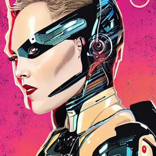 Image similar to portrait of a female android, by MARVEL comics and Sandra Chevrier