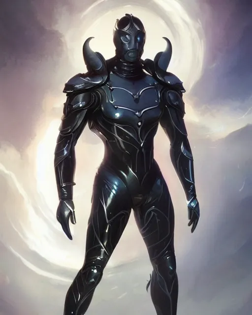 Image similar to opalescent wiry muscular male smooth sleek glossy black pearlescent scifi armor, by greg rutkowski and mark brookes and jim burns and tom bagshaw and magali villeneuve, trending on artstation