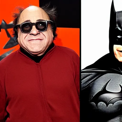 Prompt: danny devito starring as batman, gritty