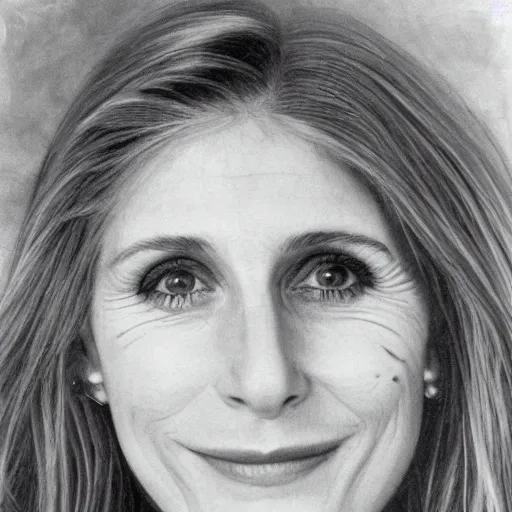 Image similar to helen slater, head and shoulders portrait, extremely detailed masterpiece, one single continues line.