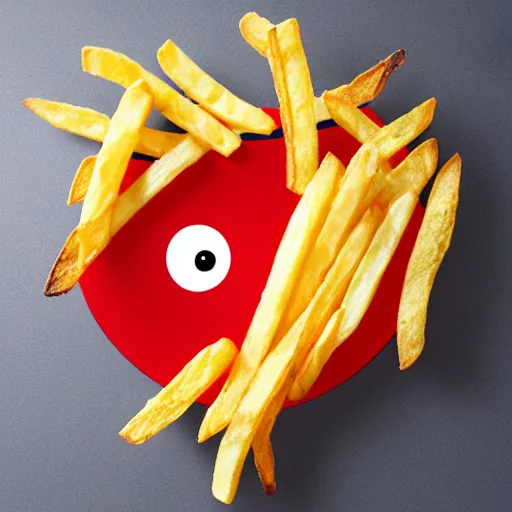 Prompt: [ french fry chips ] as a pixar character shaped like stephen fyr hybrid intercross mix