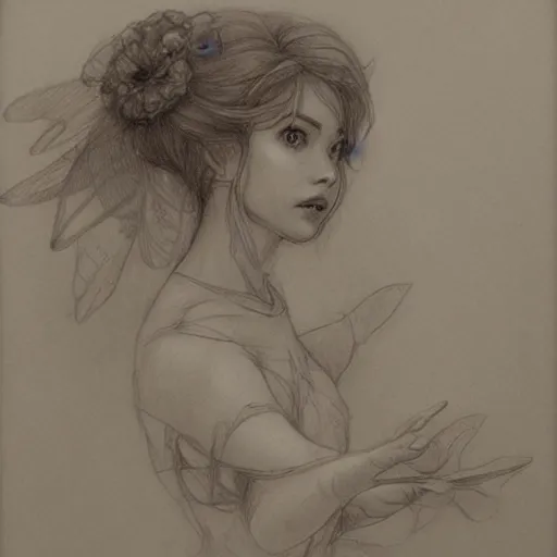 Image similar to pencil character study of a fairy by Even Amundsen