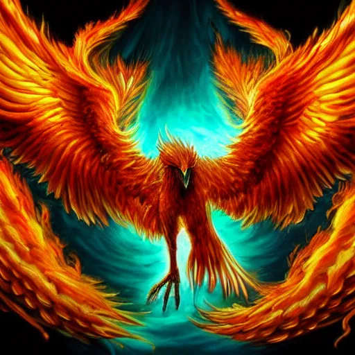 Prompt: hyperdetailed image of a phoenix with its full body flaming and wings spread 8 k extremely detailed hd hyperrealism fiery extremely accurate unbelievably creepy illusionistic