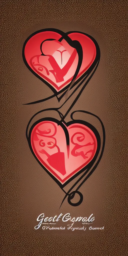 Prompt: gentle femdom, gfd logo, card back template, entwined hearts and spades, stylized,, curvy sexy shape