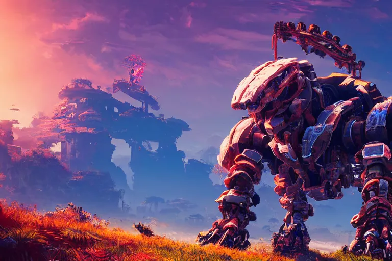 Image similar to shellsnapper machine mecanical creature robot of horizon forbidden west horizon zero dawn radiating a glowing aura global illumination ray tracing hdr fanart arstation by ian pesty and alena aenami artworks in 4 k