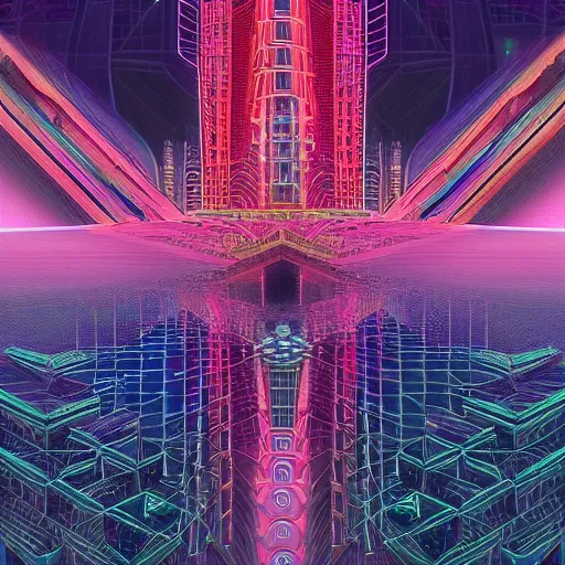 Image similar to matte painting of the sacred geometry of cyberpunk, brilliant colors, extremely detailed, very very detailed, in the style of alena aenami by Alex grey, HD, 4k, 8k