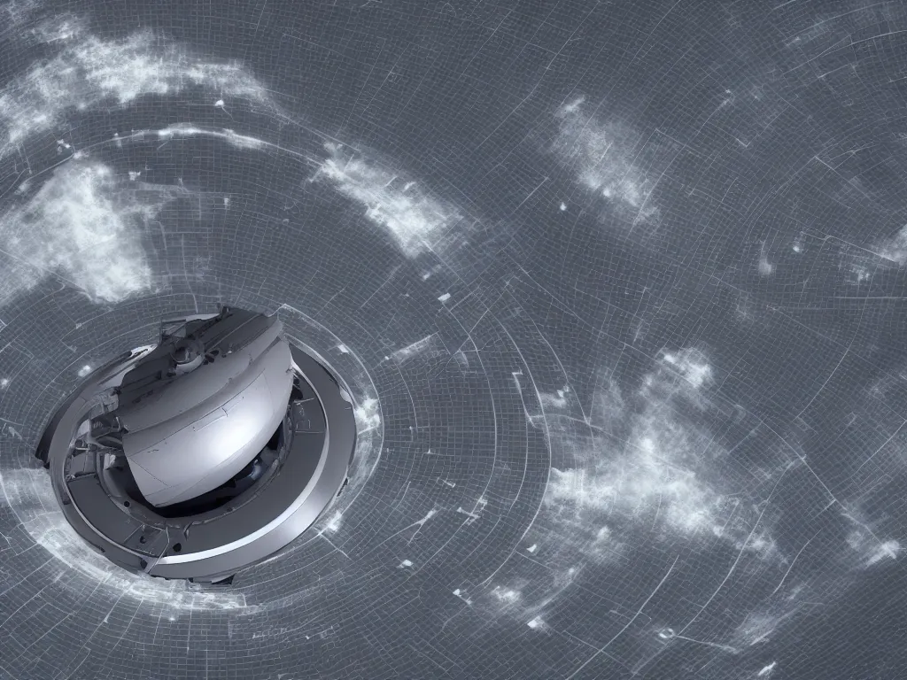 Image similar to a toroidal space ship in the style of soviet panel buildings orbiting the earth, photorealistic render 4 k